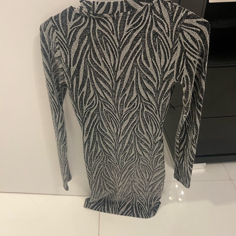 All Saints Black and Silver Textured Dress